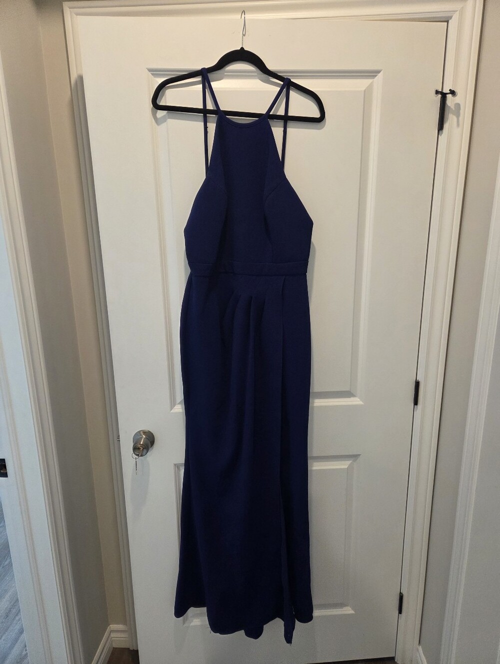 Xscape From The Bay Navy Halter Maxi Dress